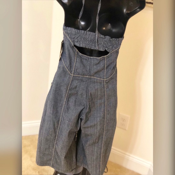 Capris Dark Denim & Gold Halter Jumper - Picture 5 of 6